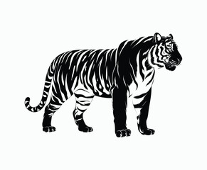 Wild animal tiger silhouette EPS vector isolated illustration template on a white background