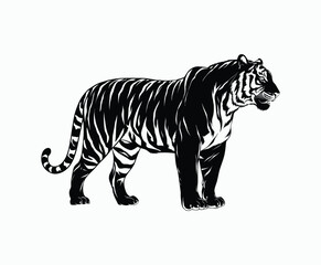 Obraz premium Wild animal tiger silhouette EPS vector isolated illustration template on a white background