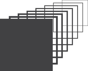 Square black gradient frame with blended line effect. Geometric shape