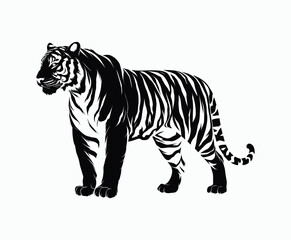 Naklejka premium Wild animal tiger silhouette EPS vector isolated illustration template on a white background