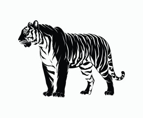 Fototapeta premium Wild animal tiger silhouette EPS vector isolated illustration template on a white background