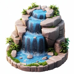 3D Water Feature Icon: Decorative Garden Element Logo Illustration