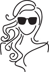 Girl line logo vector Doodle Style