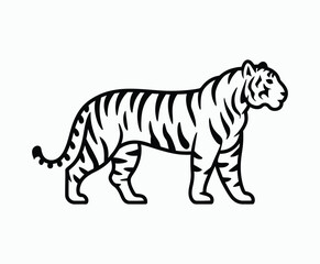 Naklejka premium Wild animal tiger silhouette EPS vector isolated illustration template on a white background