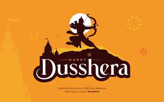 Happy Dussehra Festival Background Typographic  Design Template Flat Illustration