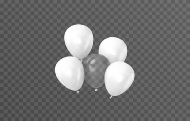 Vector balloons isolated on png background. Realistic festive 3d helium balloons template for anniversary, Birthday party design. Vector illustration on transparent background.