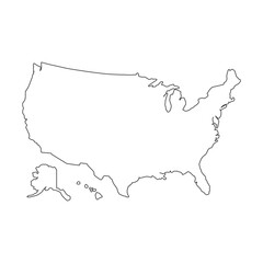 USA map vector isolated on white background. Cartography symbol modern, simple, vector, icon for website design, mobile app, ui. Vector Illustration