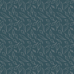 Autumn pattern with leaves in handwritten style