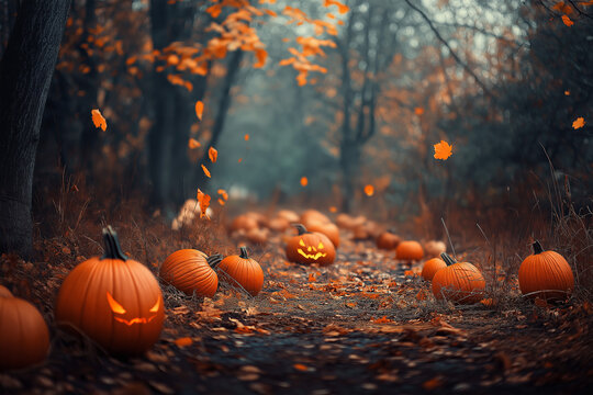 fall and autumn halloween background.generative AI