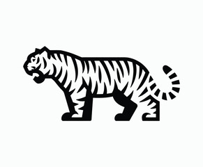 Wild animal tiger silhouette EPS vector isolated illustration template on a white background