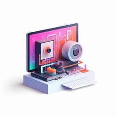 Icon design of a computer