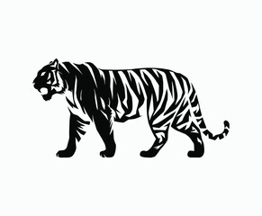 Fototapeta premium Wild animal tiger silhouette EPS vector isolated illustration template on a white background
