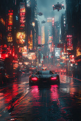 Obraz premium Neon Fury: The Ultimate Cyberpunk Ride