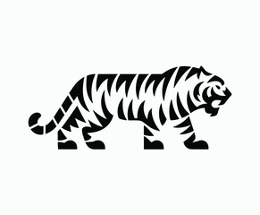 Naklejka premium Wild animal tiger silhouette EPS vector isolated illustration template on a white background