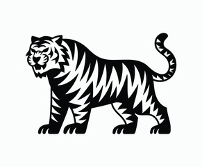 Naklejka premium Wild animal tiger silhouette EPS vector isolated illustration template on a white background