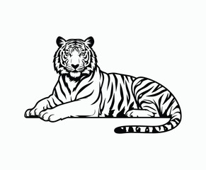 Naklejka premium Wild animal tiger silhouette EPS vector isolated illustration template on a white background