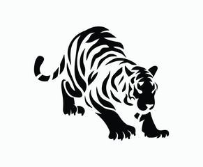 Obraz premium Wild animal tiger silhouette EPS vector isolated illustration template on a white background