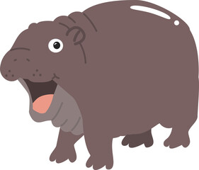 Cartoon baby hippo doodle character