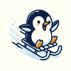 Penguin on a Ice Skate Board vector 