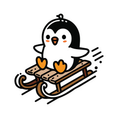 Penguin on a Ice Skate Board vector 