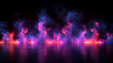 Fototapeta premium A stunning abstract representation of colorful flames and smoke, creating a mesmerizing effect against a dark background.