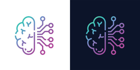 Artificial Intelligence AI Chip in Human Brain. Artificial Intelligence icon with Machine learning, digital skills, generative AI, AI technology, algorithm, virtual intelligence and future