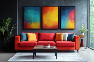 Vibrant Trio of Abstract Art Modern Illustrations for Versatile Wall Decor and Artistic Expression