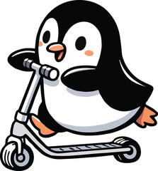 Penguin Riding Scotty Happily Vector