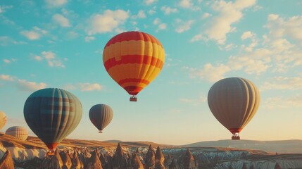Fototapeta premium Hot air balloons in bright colors over Cappadocia, Turkey