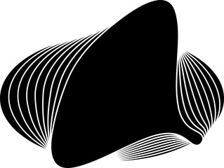 Circle black dynamic wavy shape. Element for tech, digital, future, network