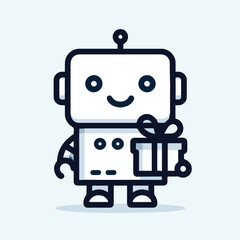Robot holding gift box Vector illustration