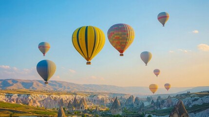 Fototapeta premium Hot air balloons in bright colors over Cappadocia, Turkey