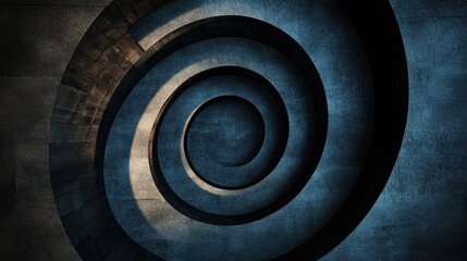 The walkway down is circular.