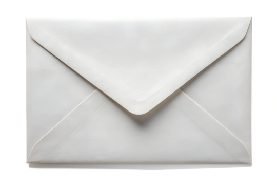Blank white envelope isolated on transparent background