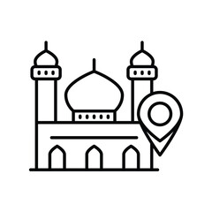 mosque line icon with white background vector stock illustration