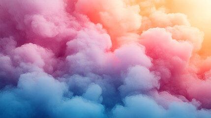 Fototapeta premium Colorful clouds blend in beautiful hues of pink, blue, and orange, creating a dreamy and serene atmosphere.