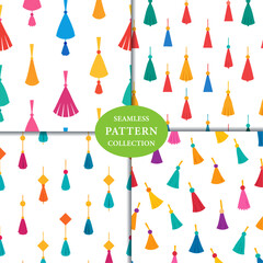 Colorful Decorative Tassels Seamless Pattern Background