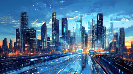 Futuristic smart city with autonomous expressways