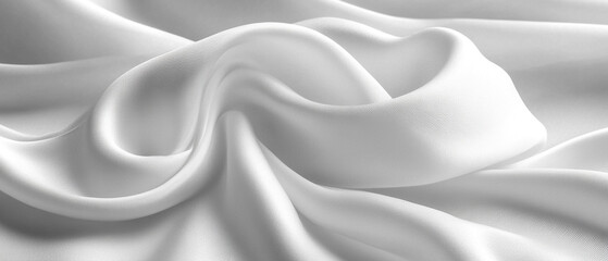 Obraz premium Elegant white fabric texture with soft folds and smooth surface, ideal for backgrounds, clothing designs, and artistic compositions.