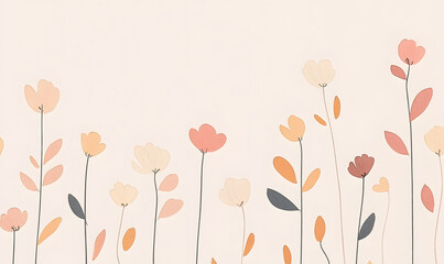 2D illustrator doodle-style floral and leaf graphics on a white background or wallpaper