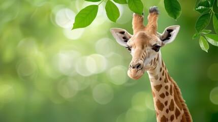 Obraz premium Graceful Giraffe in a Lush Green Environment