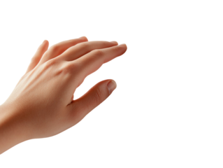 Hand reading a Braille sign, close-up of tactile communication, isolated on white background.  PNG transparent.