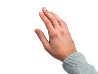 Hand reading a Braille sign, close-up of tactile communication, isolated on white background.  PNG transparent.