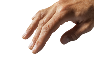 Hand reading a Braille sign, close-up of tactile communication, isolated on white background.  PNG transparent.