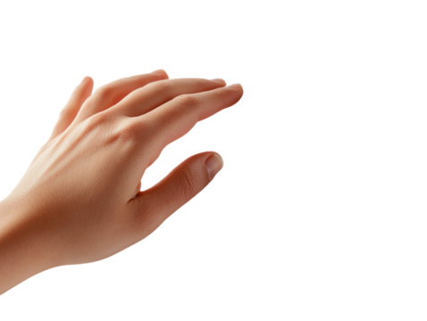 Hand reading a Braille sign, close-up of tactile communication, isolated on white background.  PNG transparent.