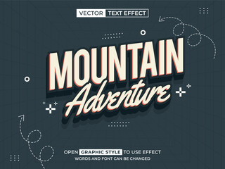 mountain adventure editable text, font effect, 3d text for title