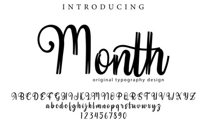 Month Font Stylish brush painted an uppercase vector letters, alphabet, typeface