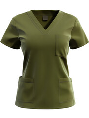 Naklejka premium Green nurse scrub shirt, isolated on a white background. PNG transparent.