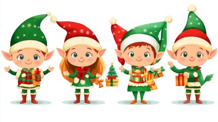 cartoon Christmas elf characters
