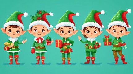 cartoon Christmas elf characters